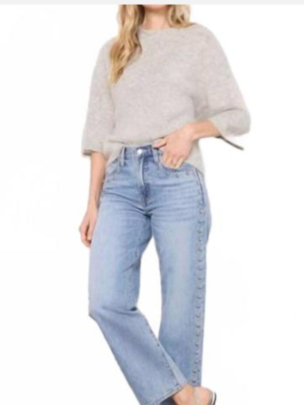 Pistola Micah Alpaca Sweater Tee Size XSmall Soft Grey Quiet Luxury Capsule